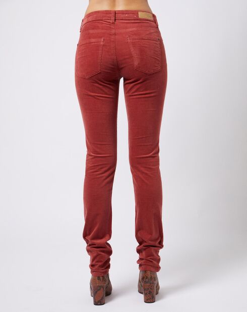 Pantalon Slim en velours côtelé à taille mi-haute rouge moyen